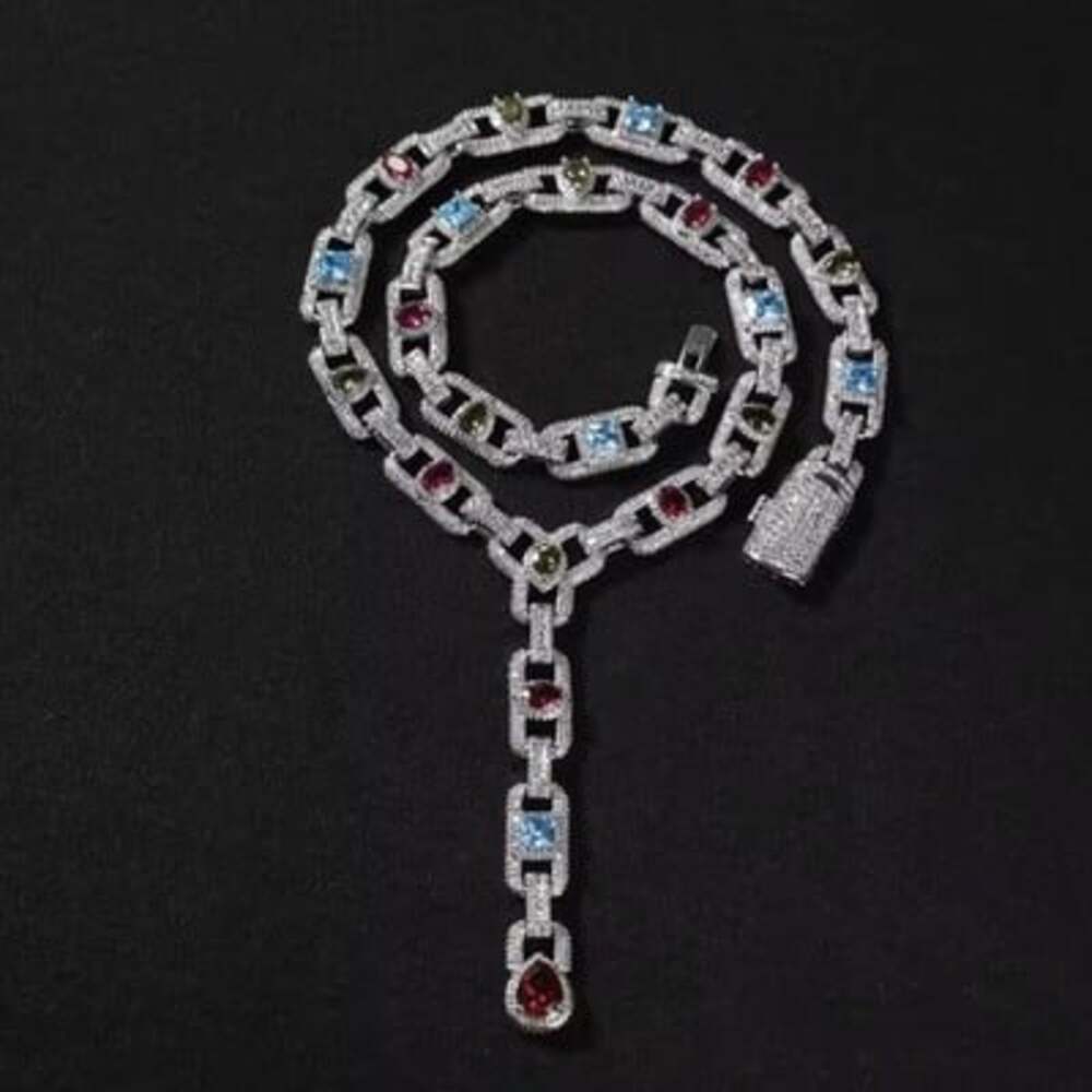 silver Multi Colored cz Necklace 19 Inch